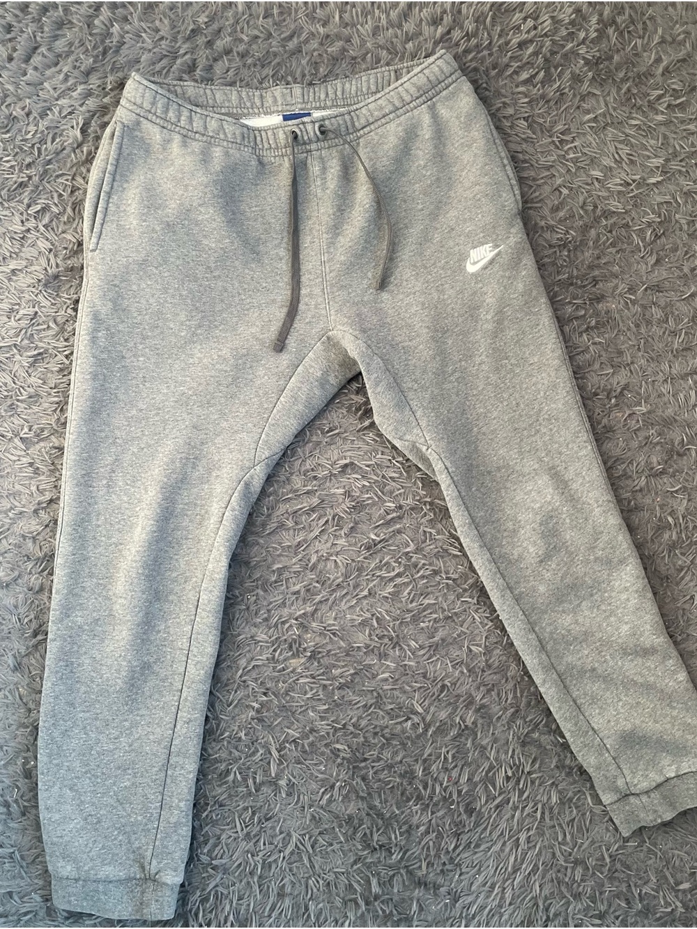 Men Size Large Nike Fleece Jogger Sweatpants Drawstring Waistband Gray